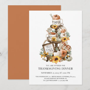 Rustique Bois Thanksgiving Dîner Invitation