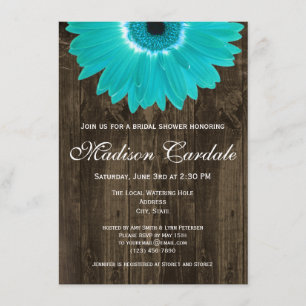 Rustique Bois Turquoise Daisy Invitation à la douc