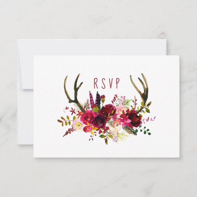 Rustique Bourgogne Floral Antlers RSVP choix d'ent (Devant)