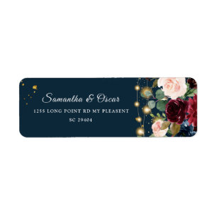 Rustique Bourgogne Marine Bleu & Rouge Fleurs & Lu