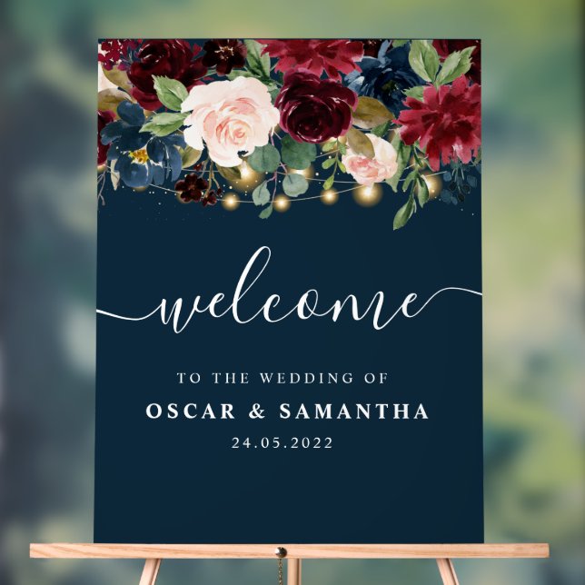 Rustique Bourgogne Marine Bleu & Rouge Fleurs & Lu (Neutre)