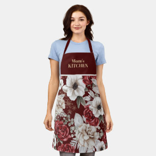 Rustique Bourgogne Rose motif floral tablier