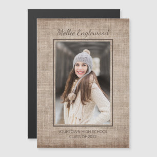 Rustique Brown Burlap Lin Faire-part de graduation