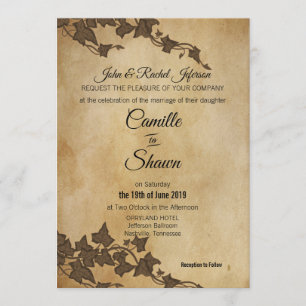 Rustique Brown Ivy Faire-part de mariage