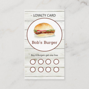 Rustique Burger restaurant Loyalty carte de visite