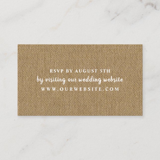 Rustique Burlap carte de site rsvp (Devant)
