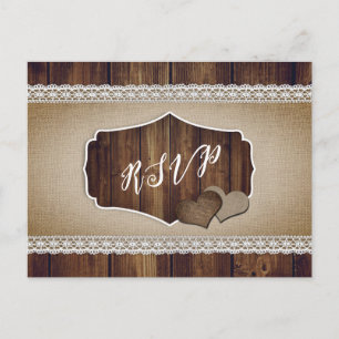 Rustique Burlap et dentelle RSVP carte postale Son