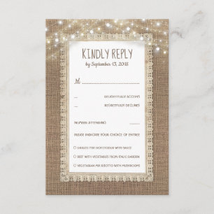 Rustique Burlap Lace Wedding RSVP