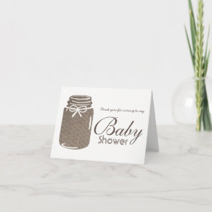 Rustique Burlap Mason Jar Baby shower Merci