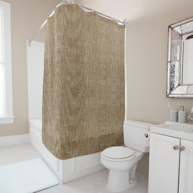 Rustique Burlap Nature Motif rideau de douche - Fe (En situation)