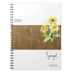 Rustique Burlap Sunflower Journal de prière person