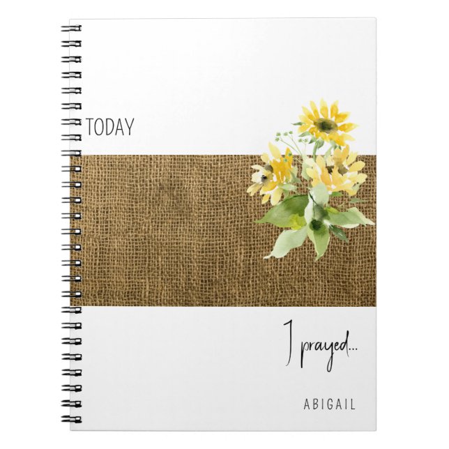Rustique Burlap Sunflower Journal de prière person (Devant)