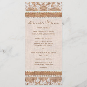 Rustique Burlap & White Lace Menu Slim Dinner