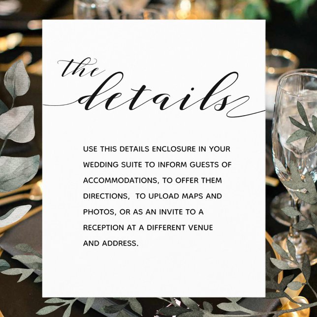 Rustique Calligraphie Détails du Mariage Carte de  (Créateur téléchargé)