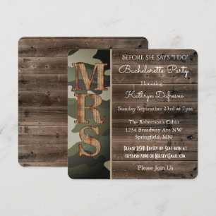 Rustique Camouflage Bachelorette Invitation