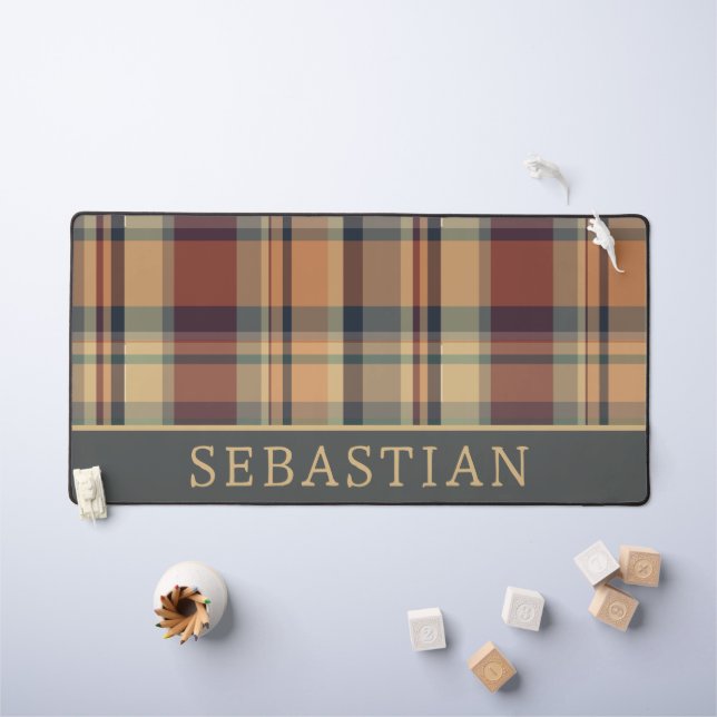 Rustique chaud Brown et crème Plaid Personnalisé (Tableau pour enfants)