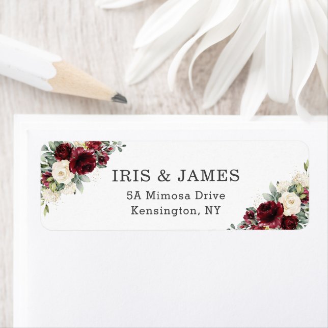 Rustique Chic Bourgogne Ivory Blanc Floral Mariage (En situation)