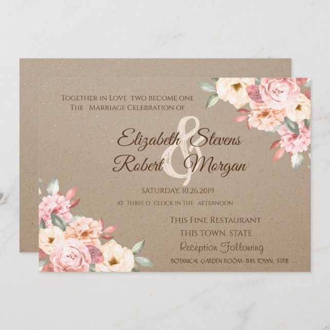 Rustique Chic Floral Mariage Invitation (Devant / Derrière)