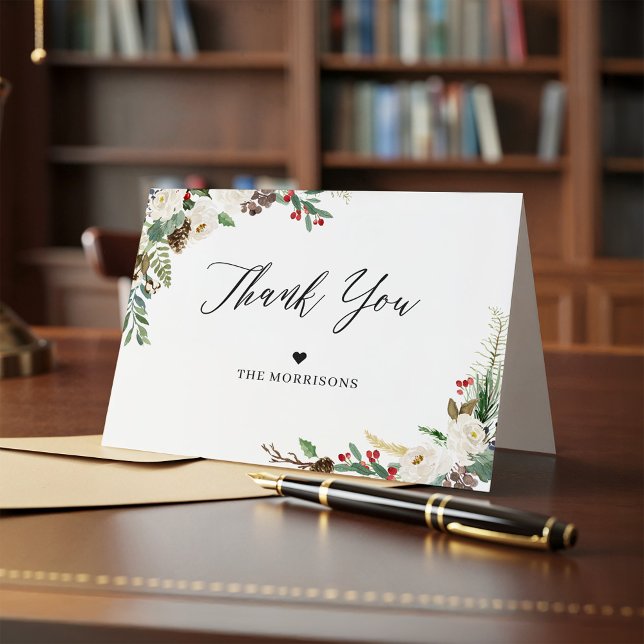 Rustique chic, hiver floral, baies de houx, merci (Créateur téléchargé)