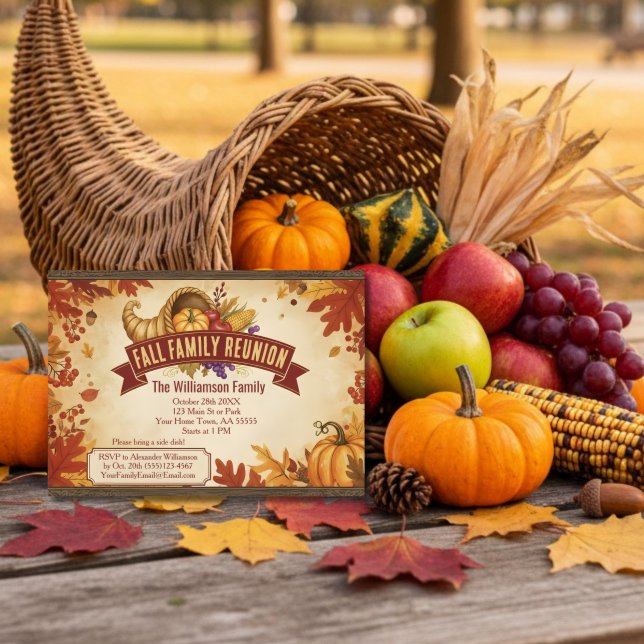 Rustique Cornucopia Fall Reunion Invitation (Créateur téléchargé)