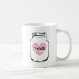 rustique country chic mason tasse à bocal avec nom