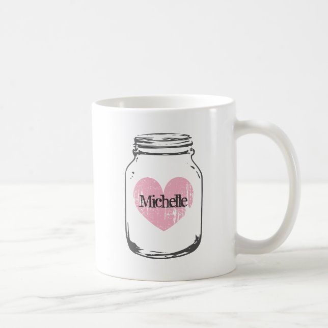 rustique country chic mason tasse à bocal avec nom (Droite)
