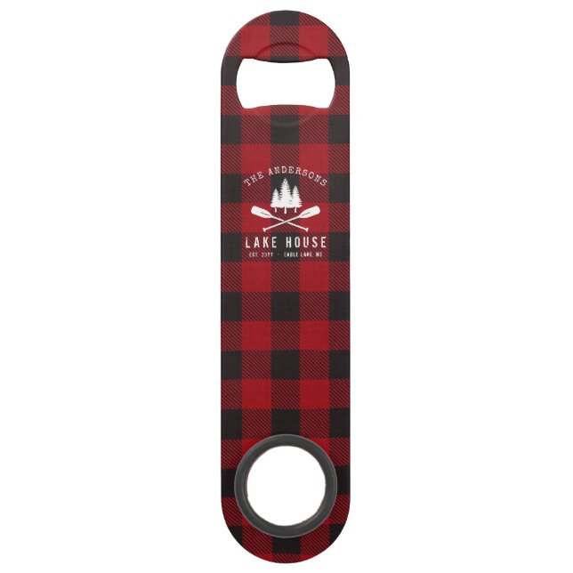 Rustique Country Lake House Tree Red Buffalo Plaid (Devant)