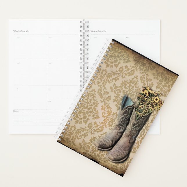 rustique damassé western country cowboy boot (Devant avec enveloppe)