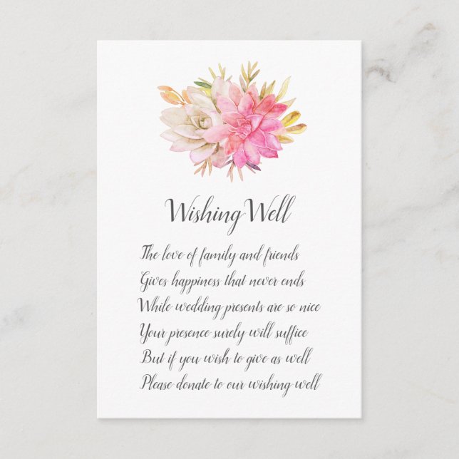 Rustique DésertSucculents Mariage Wishing cartes d (Devant)