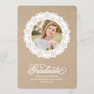 Rustique Doily   Invitation de la fête de graduati
