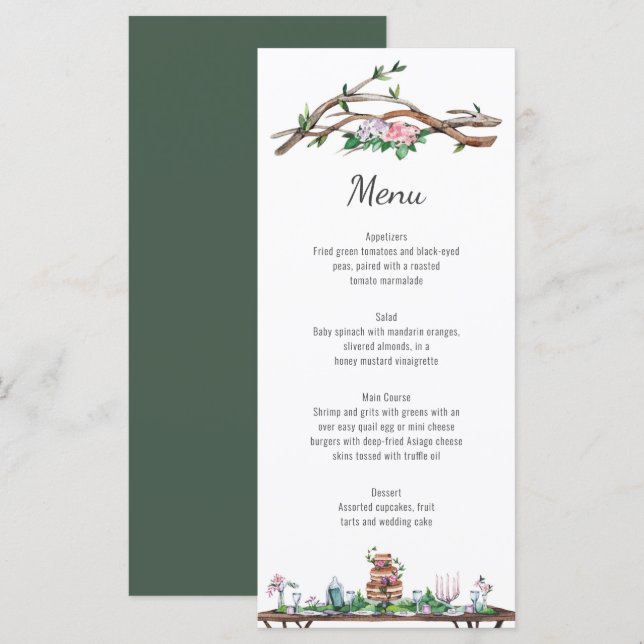 Rustique Elegance Woodland Menu Mariage (Devant / Derrière)