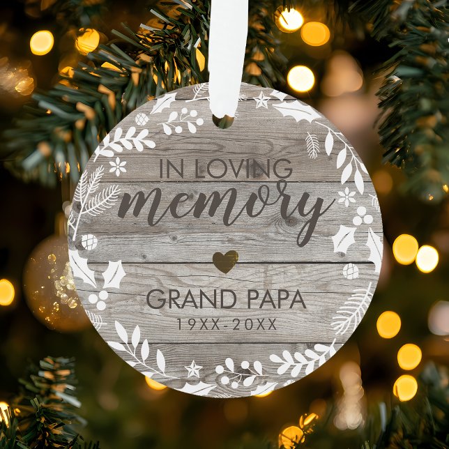 Rustique En Mémoire Amoureuse Photo (Rustic In Loving Memory Memorial Photo Ornament)