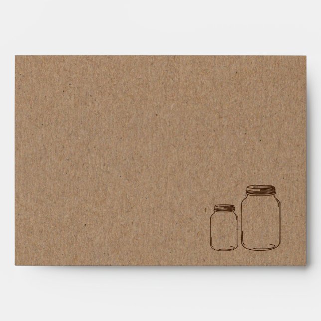 Rustique| Enveloppe Mariage de Masonjars Brown pay (Devant)
