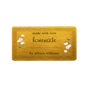 Rustique Étiquette fait maison en coton Sprig Or