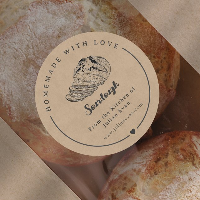 Rustique fait maison avec amour croquis Sticker So (Rustic Homemade with Love Sketch Sourdough Sticker)