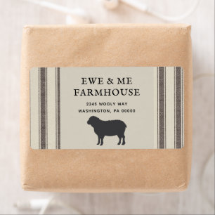 Rustique Farmhouse Style Mouton Gris Noir Étiquett