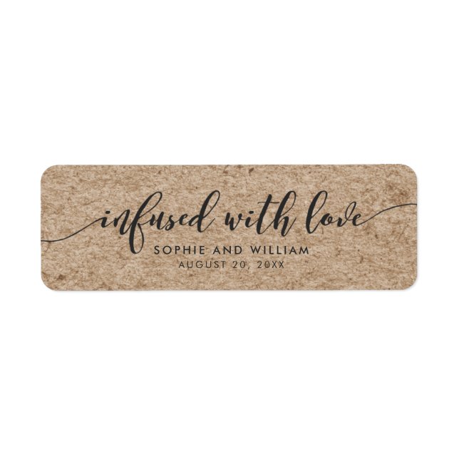 Rustique Faux Kraft infusé avec amour mariage Fave (Devant)