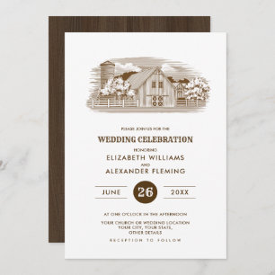 rustique   Ferme   Invitations de mariage en bois 