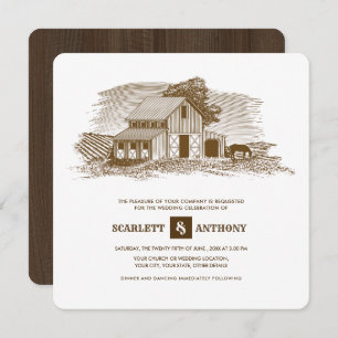 rustique   Ferme   Invitations de mariage en bois 