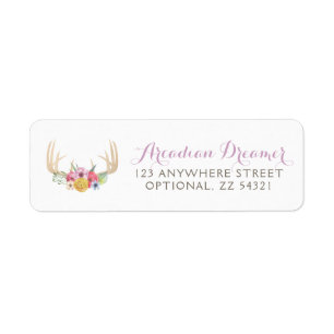 Rustique Floral Antlers Aquarelle Adresse de retou