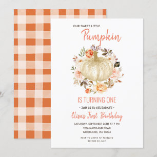 Rustique Floral Citrouille Invitation d'anniversai