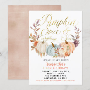 Rustique Floral Citrouille Invitation d'anniversai