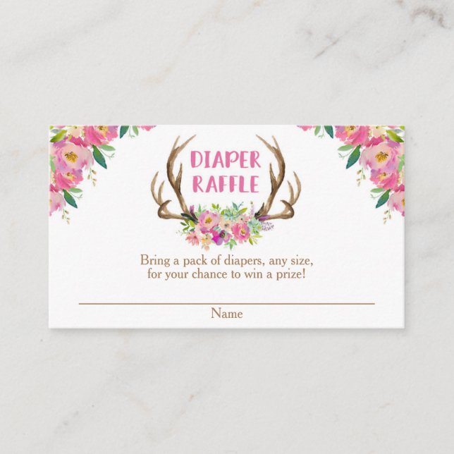 Rustique floral fille baby shower carte de tombole (Devant)