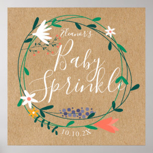 Rustique Floral Garland Baby Sprinkl Affiche de bi