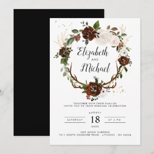 Rustique Floral Invitation de mariage bohème bot