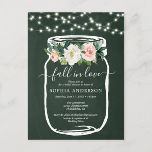Rustique Floral Mason Jar Invitation Fête des mari