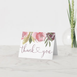 Rustique floral rose rousse carte de remerciements