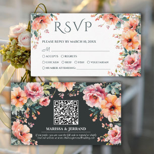 Rustique Floral Sud Mariage QR Mini carte RSVP