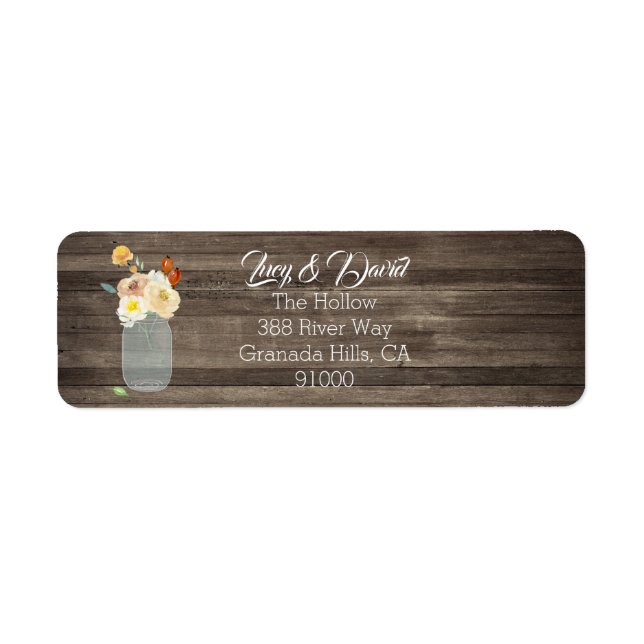 Rustique Grange Bois Chute Floral Mason Jar Adress (Devant)