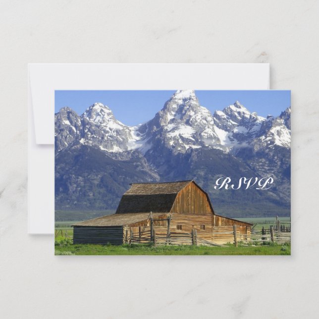 Rustique Grange Rocky Mountain Wedding Cartes RSVP (Devant)